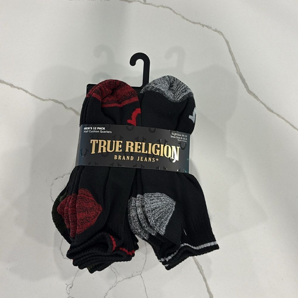 True Religion Black and Gray Athletic Socks 12 pair